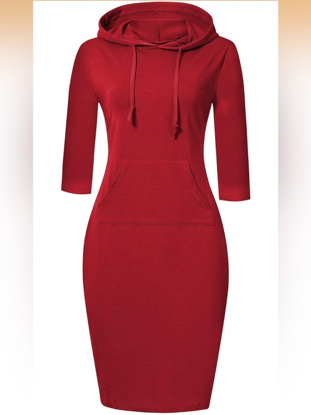 Women's Casual Pocket Knee Length Slim Pullover Hoodie Dress